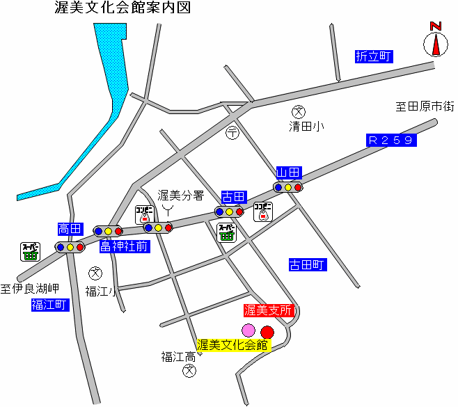 イラスト：渥美文化会館周辺の詳細地図