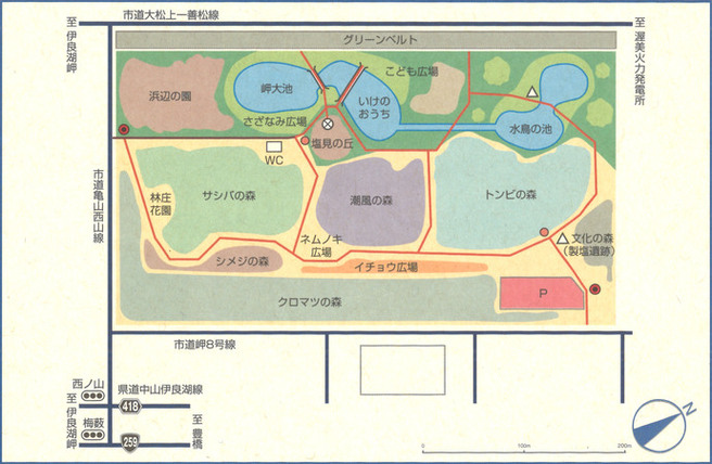 西の浜海浜の森案内図