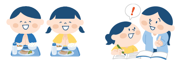 こども食堂と学習支援の様子